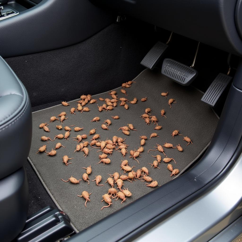 Rat droppings inside a car