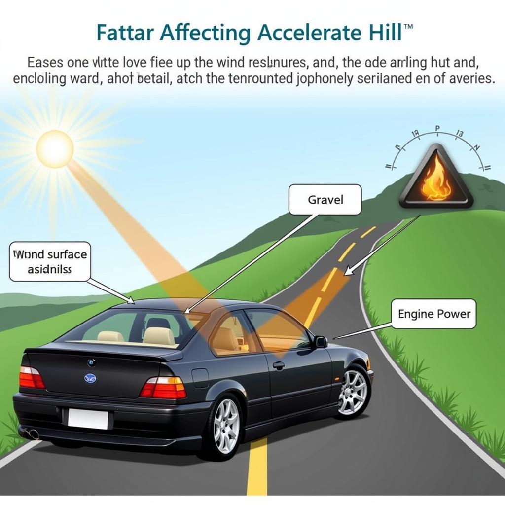 Real-world factors affecting car acceleration on a slope