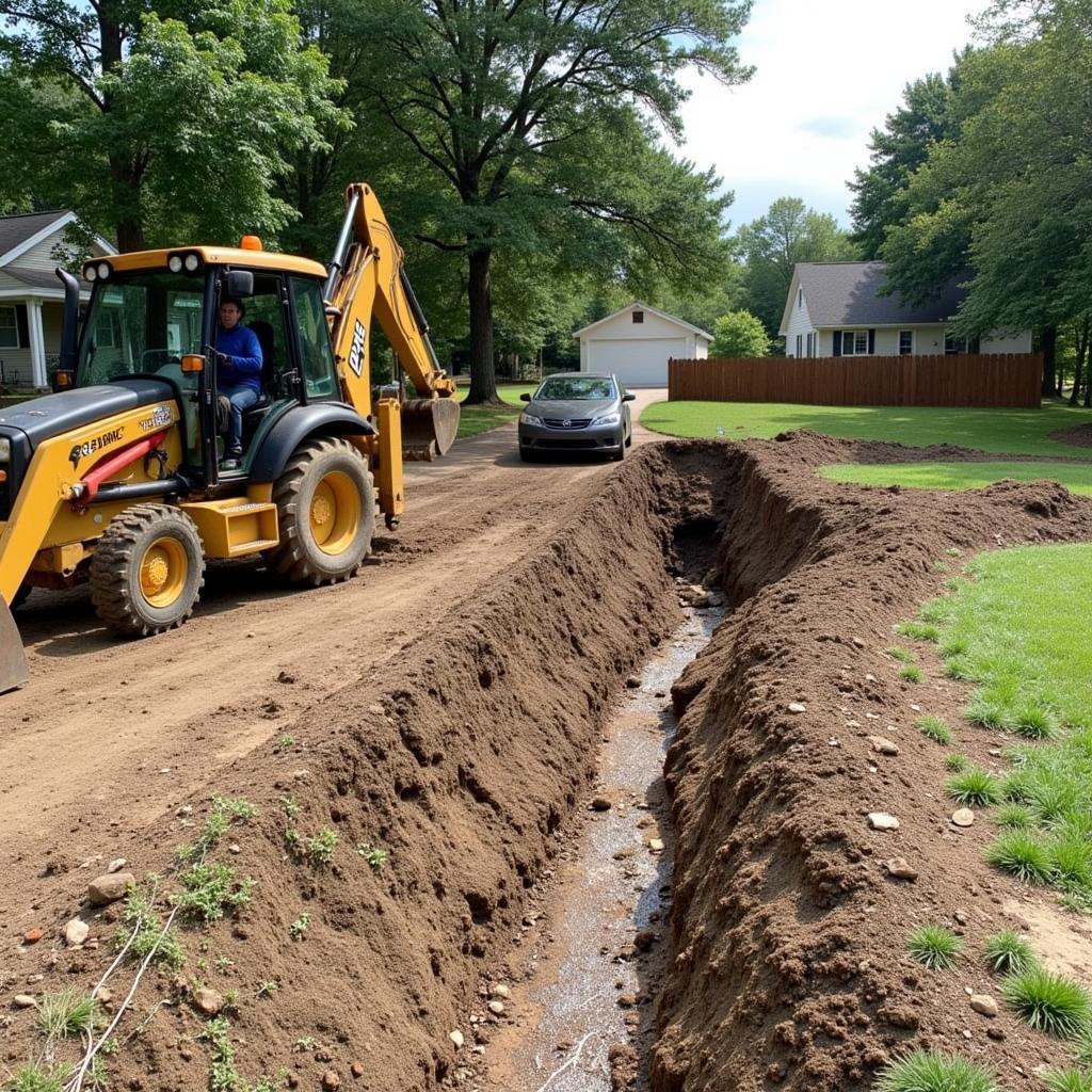 Re-grading a driveway to fix a ditch alongside car