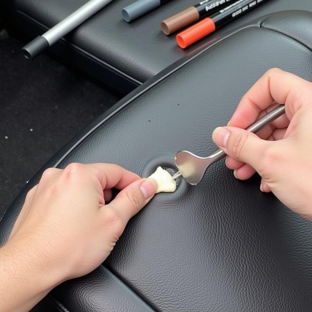 Repairing a Small Tear in Leather Car Seat Using a Repair Kit