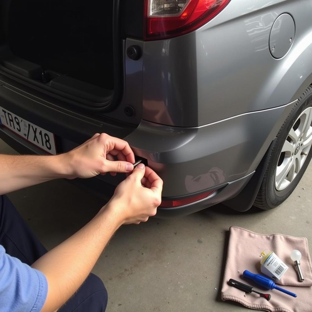 Replacing a car taillight bulb in Cape Town