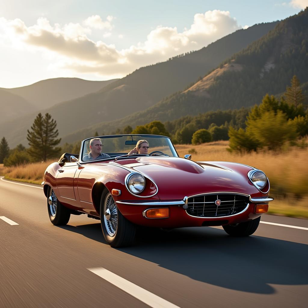 Restored Classic Car Enjoying the Open Road