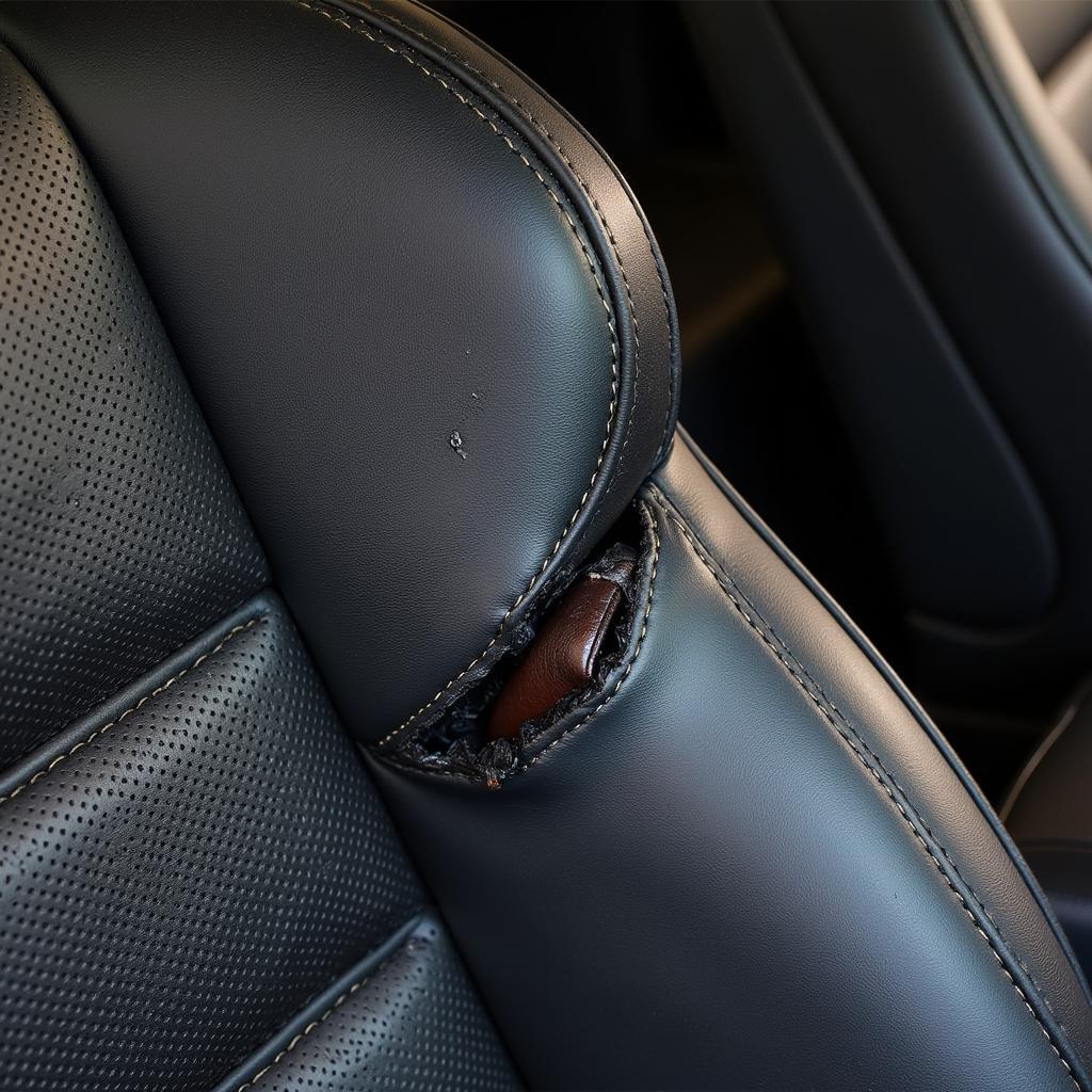 Ripped Perforated Leather Car Seat