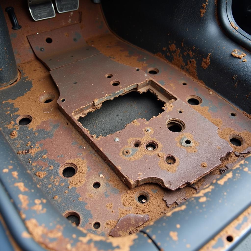 Rusted Car Floor Panel