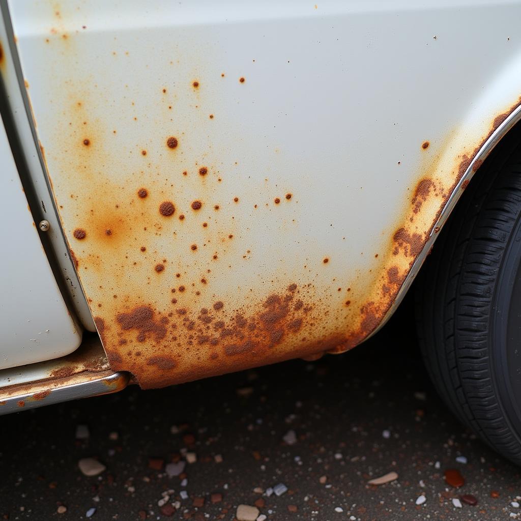 Surface Rust on a Car Door