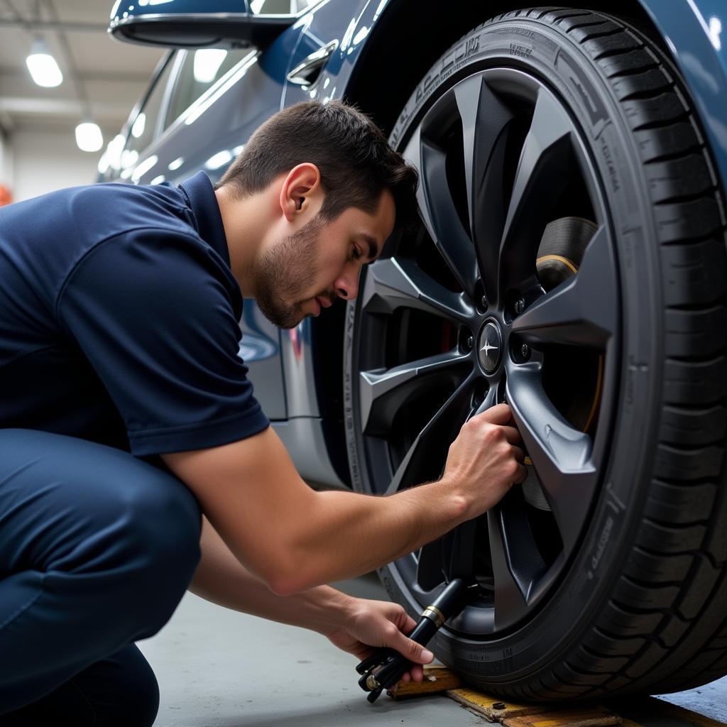 Tesla Tire Rotation and Brake Check