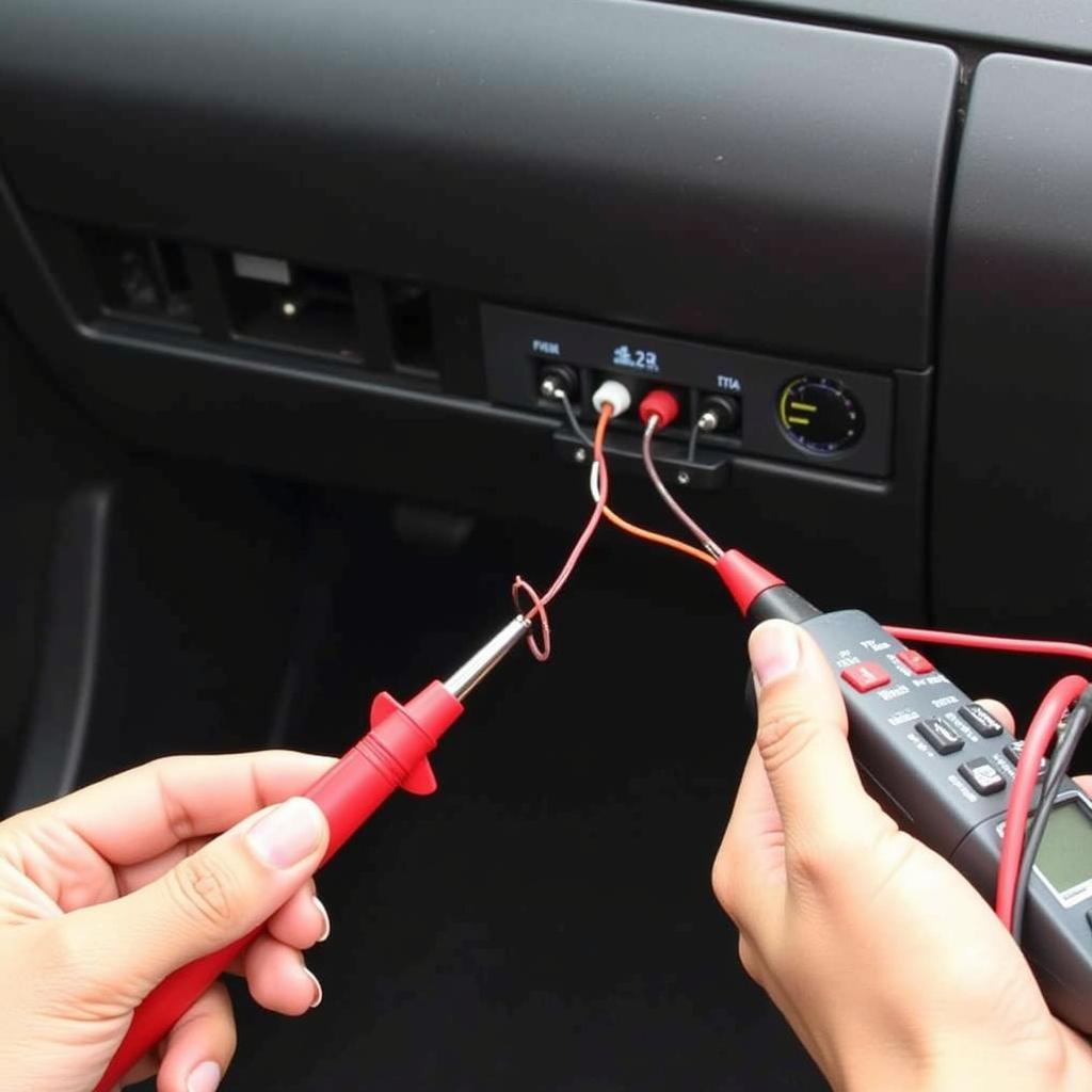 Testing a car stereo ground wire with a multimeter