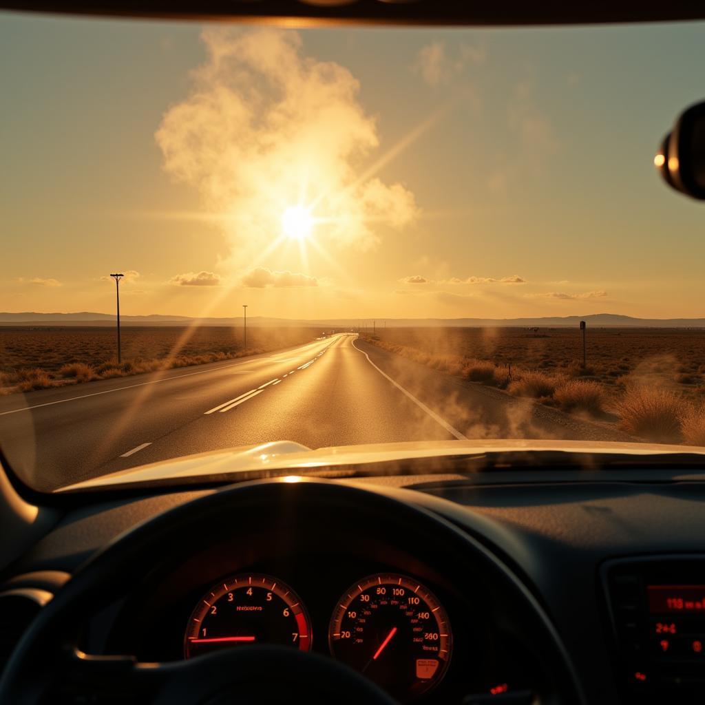 Car overheating on a Texas highway