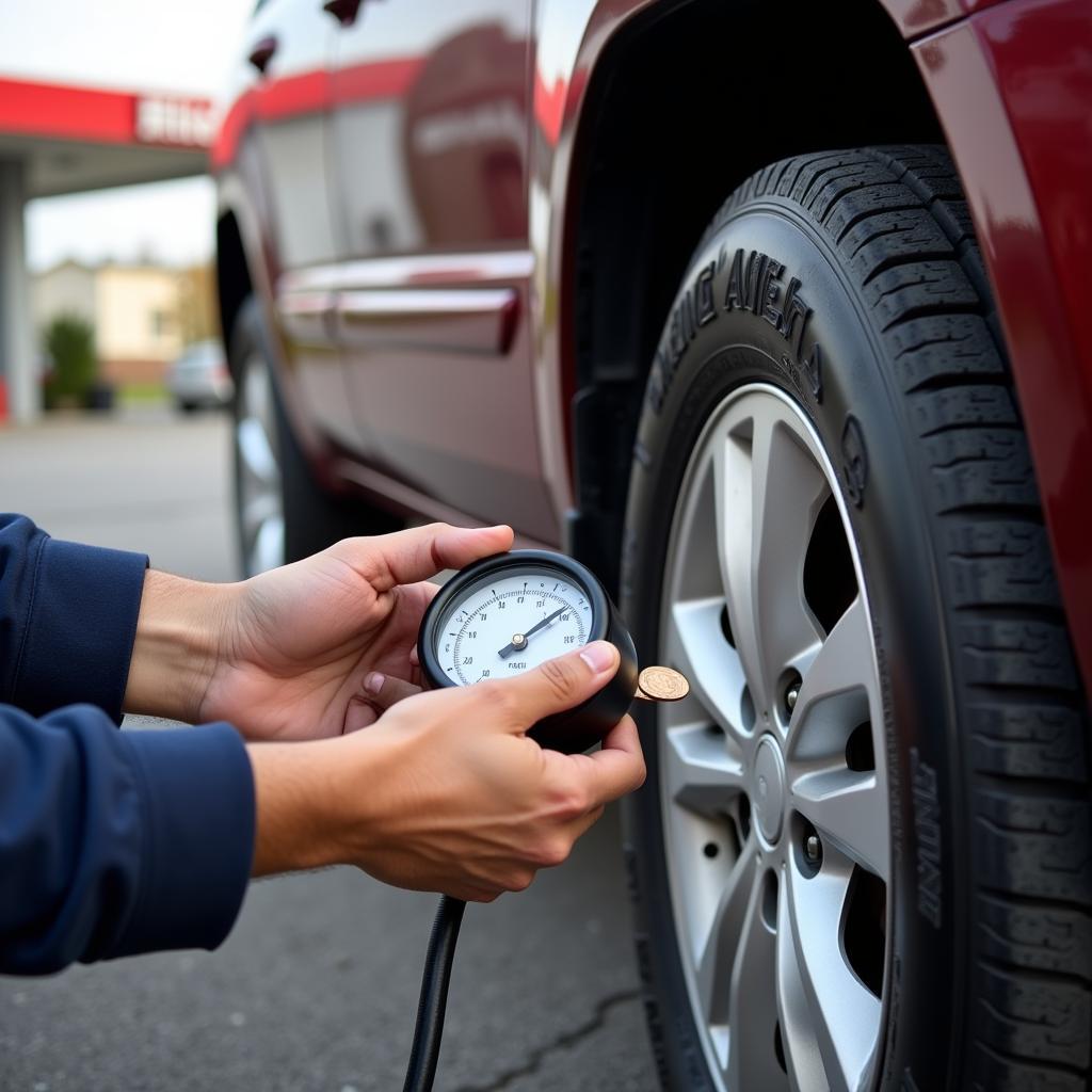 Checking Tire Pressure and Tread Depth in Collinsville