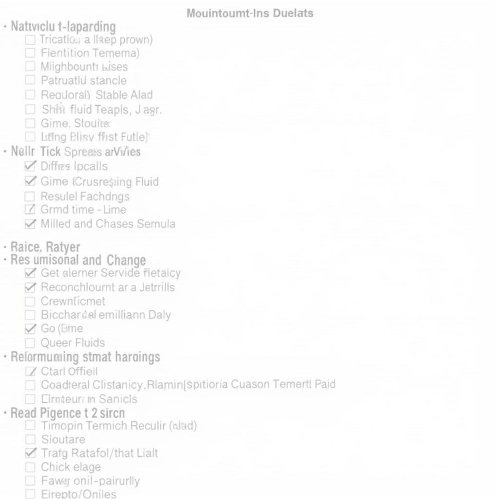 Town Car Transmission Maintenance Checklist