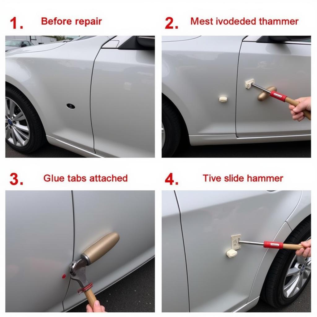 Using a dent puller kit to repair a car dent at home