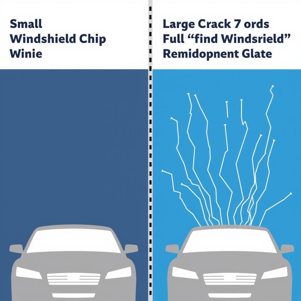 Windshield Chip Repair vs. Replacement: Comparing a small chip repair with a full windshield replacement.